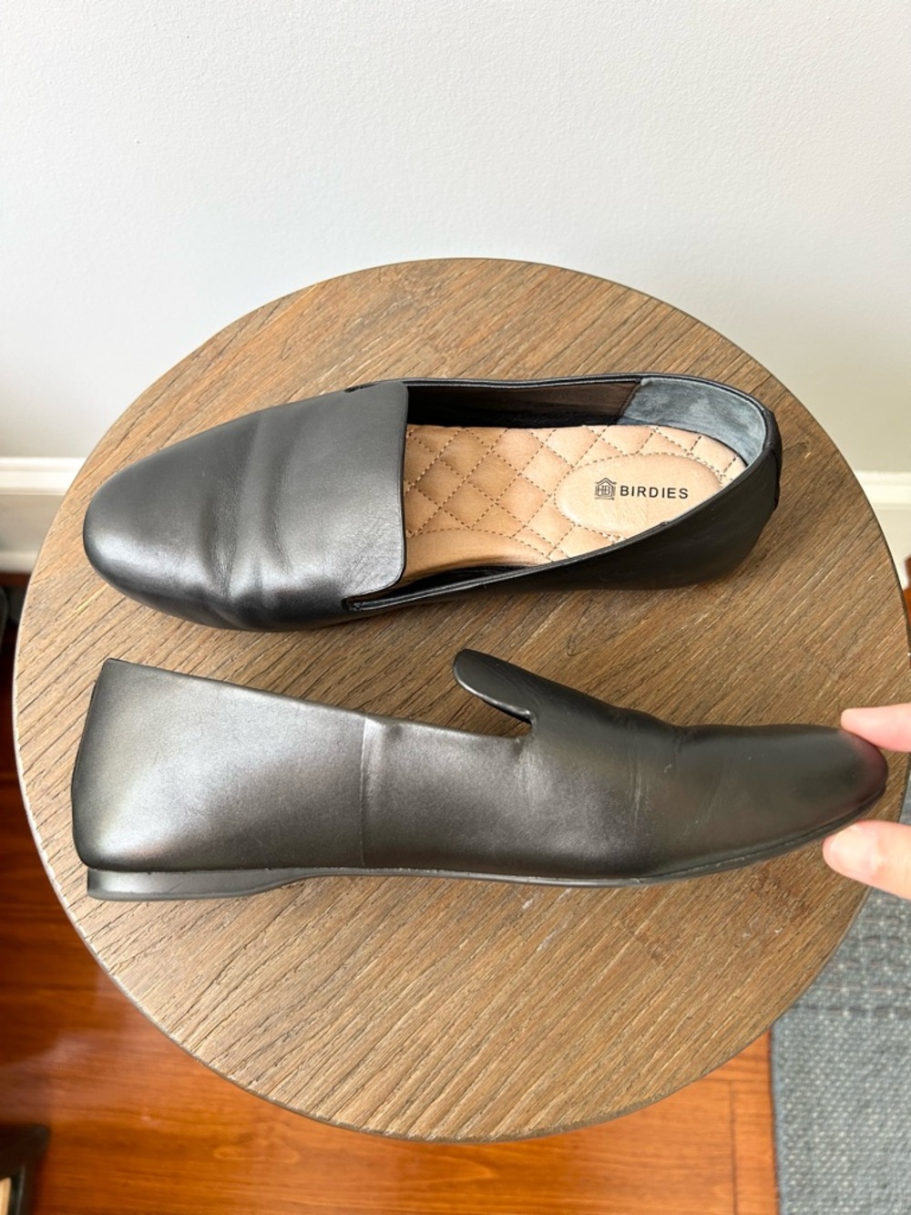 Birdies The Starling jet black leather women’s loafers